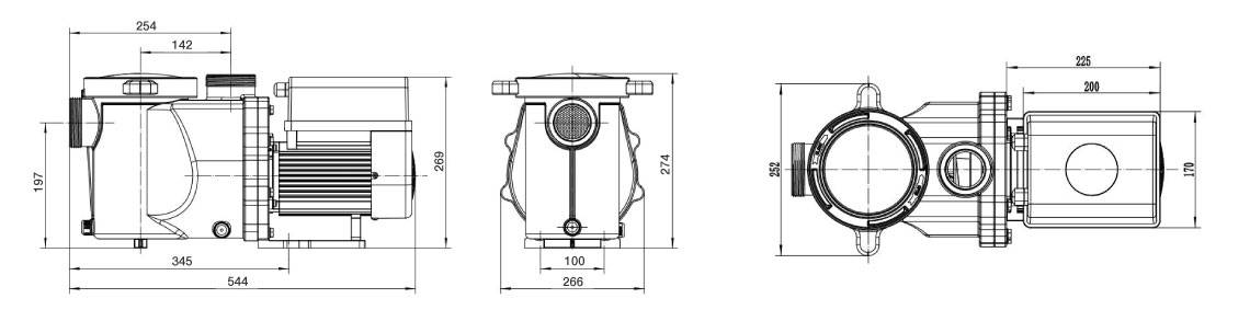 Dimensions pompe piscine à vitesse variable AquaSphere Inver Eco